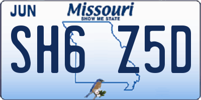 MO license plate SH6Z5D