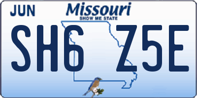 MO license plate SH6Z5E