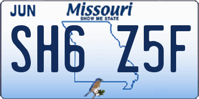 MO license plate SH6Z5F