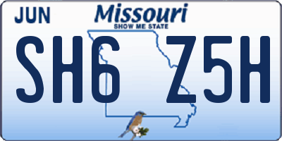 MO license plate SH6Z5H