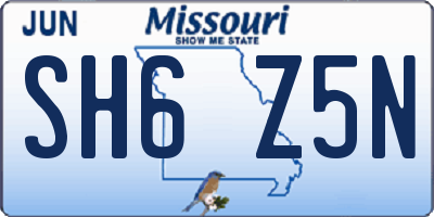MO license plate SH6Z5N
