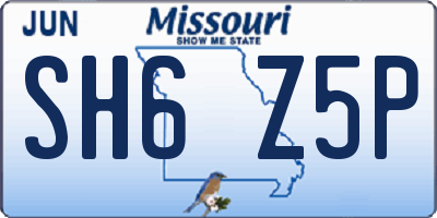 MO license plate SH6Z5P
