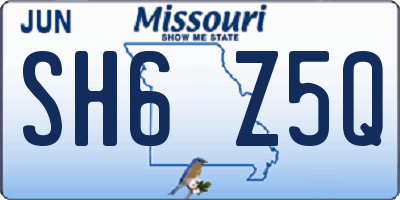 MO license plate SH6Z5Q