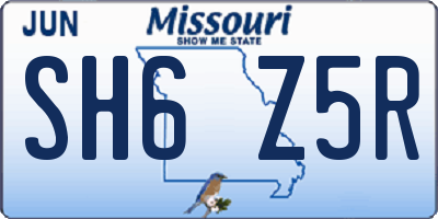 MO license plate SH6Z5R