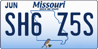 MO license plate SH6Z5S
