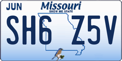 MO license plate SH6Z5V