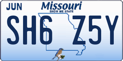 MO license plate SH6Z5Y