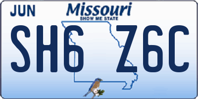 MO license plate SH6Z6C