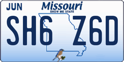 MO license plate SH6Z6D