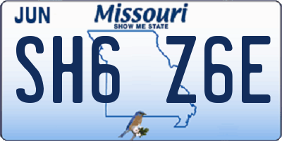 MO license plate SH6Z6E