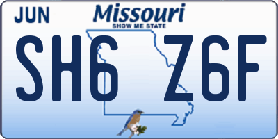 MO license plate SH6Z6F
