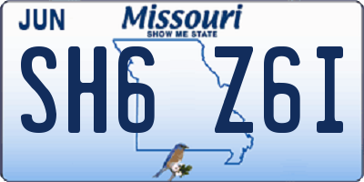 MO license plate SH6Z6I