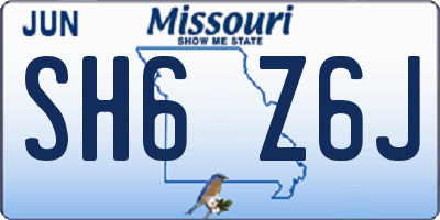 MO license plate SH6Z6J