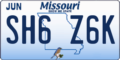 MO license plate SH6Z6K