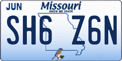 MO license plate SH6Z6N