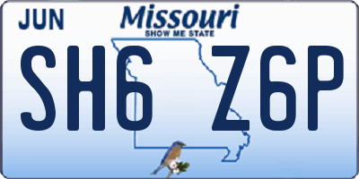 MO license plate SH6Z6P