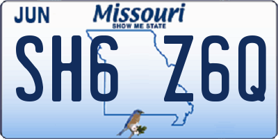 MO license plate SH6Z6Q