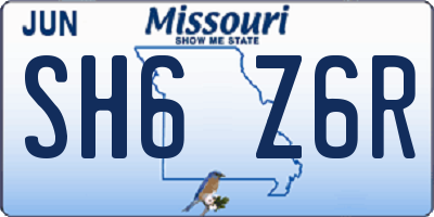 MO license plate SH6Z6R