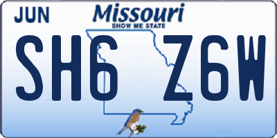 MO license plate SH6Z6W
