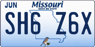 MO license plate SH6Z6X