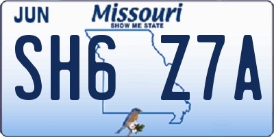 MO license plate SH6Z7A