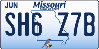 MO license plate SH6Z7B