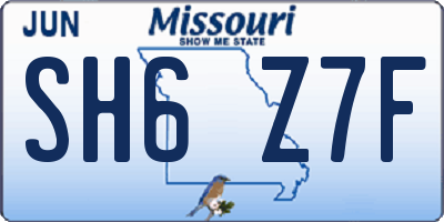 MO license plate SH6Z7F