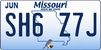 MO license plate SH6Z7J