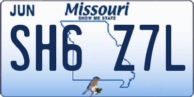 MO license plate SH6Z7L