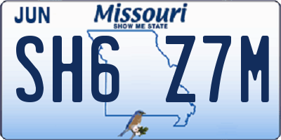 MO license plate SH6Z7M