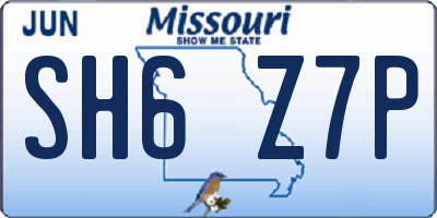 MO license plate SH6Z7P