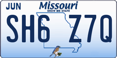 MO license plate SH6Z7Q