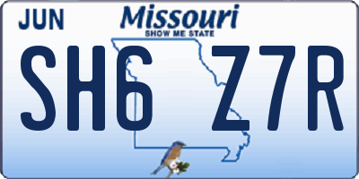 MO license plate SH6Z7R