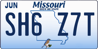 MO license plate SH6Z7T