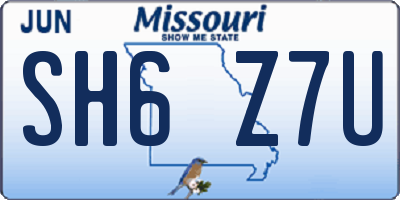 MO license plate SH6Z7U