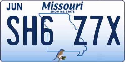 MO license plate SH6Z7X