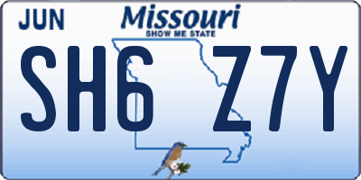 MO license plate SH6Z7Y