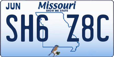 MO license plate SH6Z8C