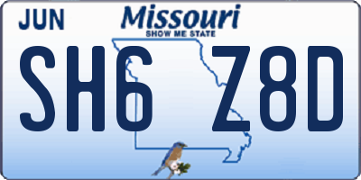 MO license plate SH6Z8D