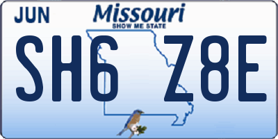 MO license plate SH6Z8E