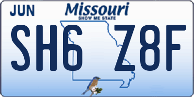 MO license plate SH6Z8F