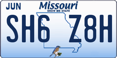MO license plate SH6Z8H
