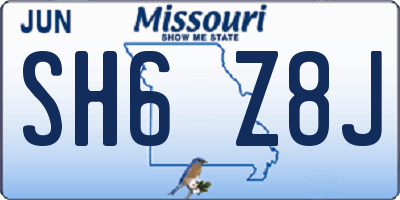 MO license plate SH6Z8J