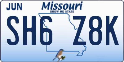 MO license plate SH6Z8K