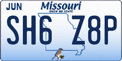 MO license plate SH6Z8P