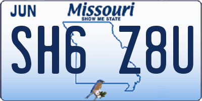 MO license plate SH6Z8U