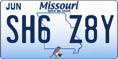 MO license plate SH6Z8Y