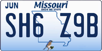MO license plate SH6Z9B