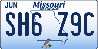 MO license plate SH6Z9C