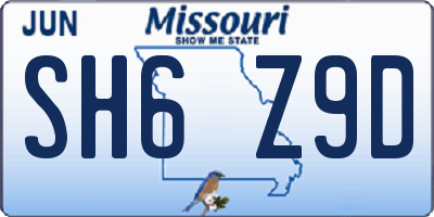 MO license plate SH6Z9D